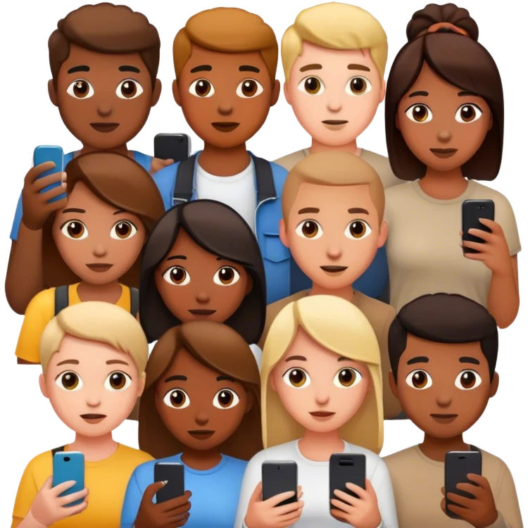 young group and all on the phone emoji