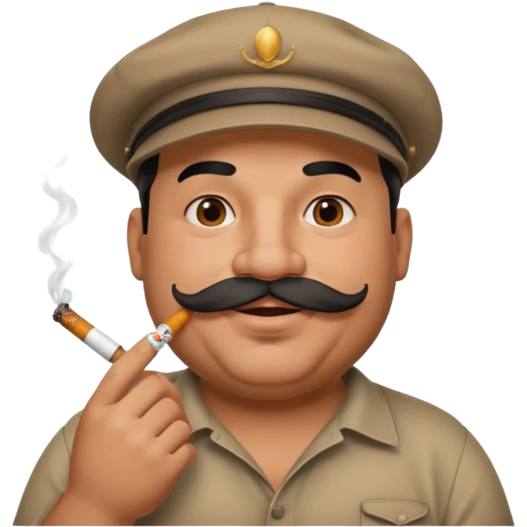 a fat father with a cap and tattoos, a cigarette in his mouth, and a mustache. emoji