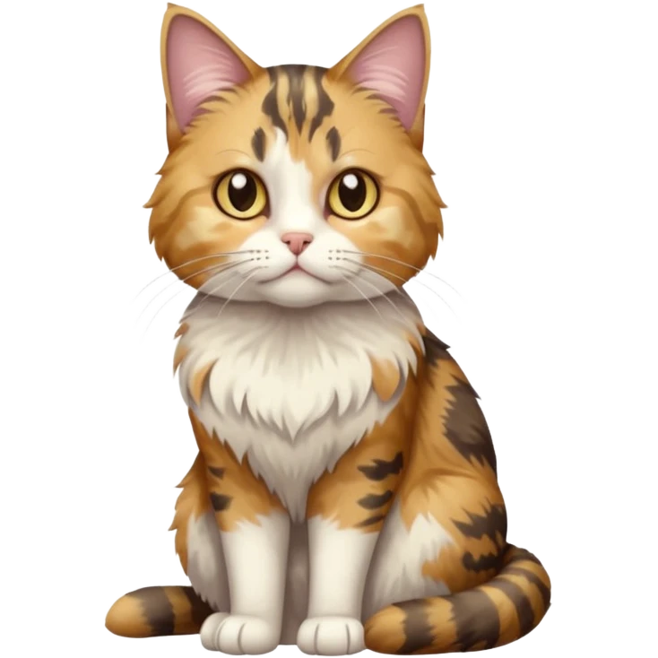 full body anxious looking colourful light calico tabby cat with hazel eyes emoji