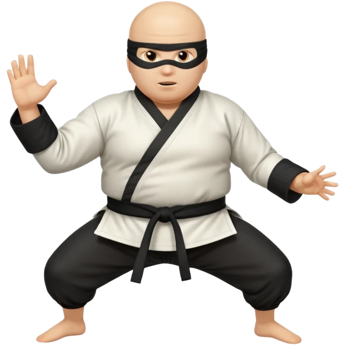 Fat white bald ninja that loves to salsa dance and has diarrhea, but he’s trying to hide it and from Wisconsin who is unathletic trying to do karate high kicks and moves in an unathletic way emoji