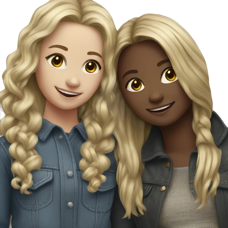 blonde girls smiling together emoji