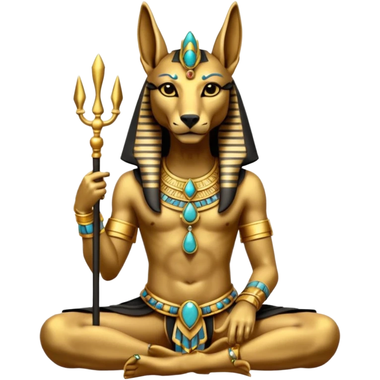 Ancient style lavishly adorned anubis staged formally sitting posed emoji
