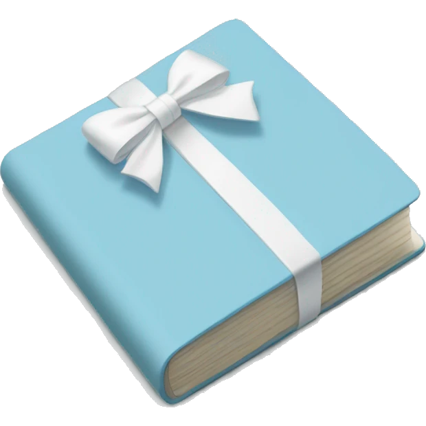 Pastel blue notebook with a white bow on it emoji