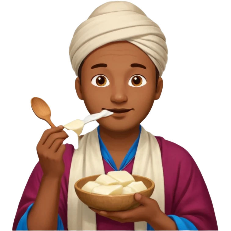 some guy eating 1kg of mozzarella, make it nepalese, more brown emoji