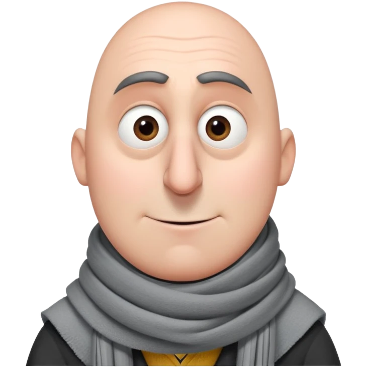 Gru from Despicable Me with his long nose and scarf emoji