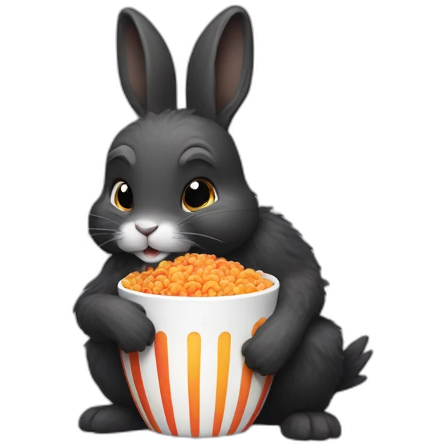 Small Black hairy rabbit eat frootloops emoji