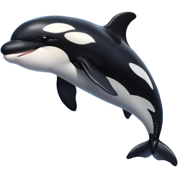 I want a realistic emoji of an orca whale leaping from the water with the moon illuminating the sky and reflecting on the sea. emoji