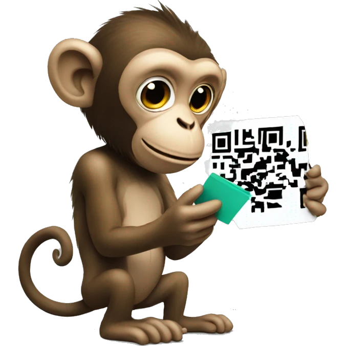 Monkey scanning a QR code emoji