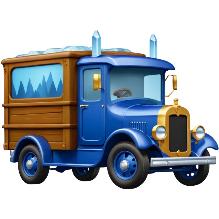 shiny crushed-dark-blue crystal body frozen Scooby Doo 1912 antique long-wheelbase cab over durable trails low rider moving truck  emoji