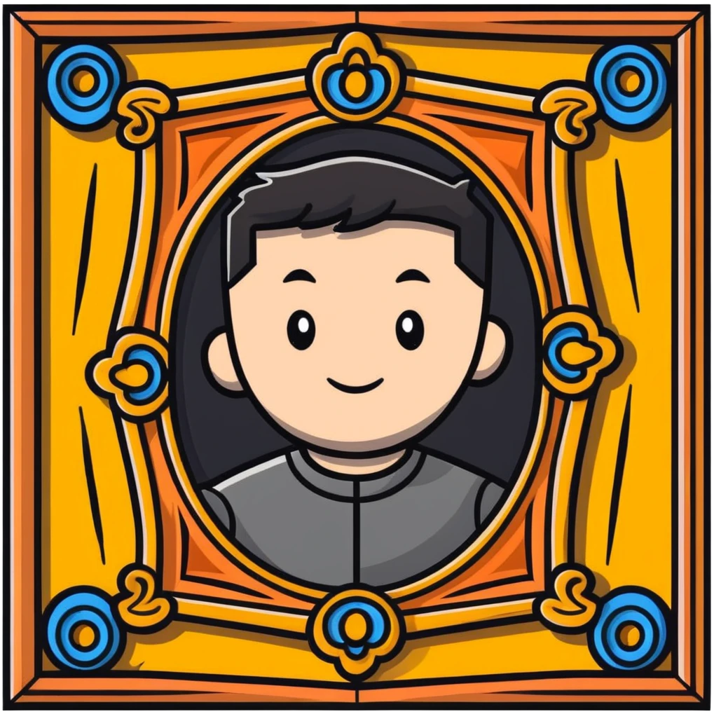 A man's photograph in a decorative picture frame emoji