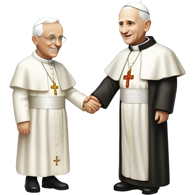 Pope John Paul holding hands with pope Benedict  emoji