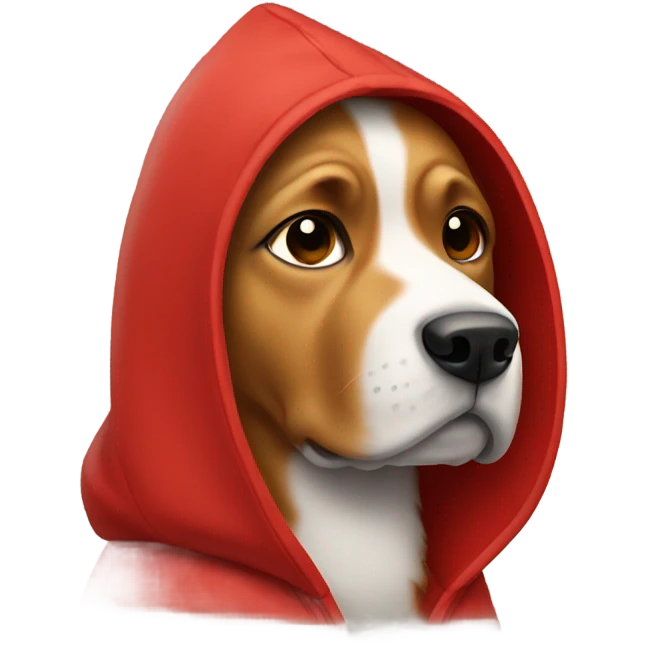 Dog wearing a red hoddie emoji