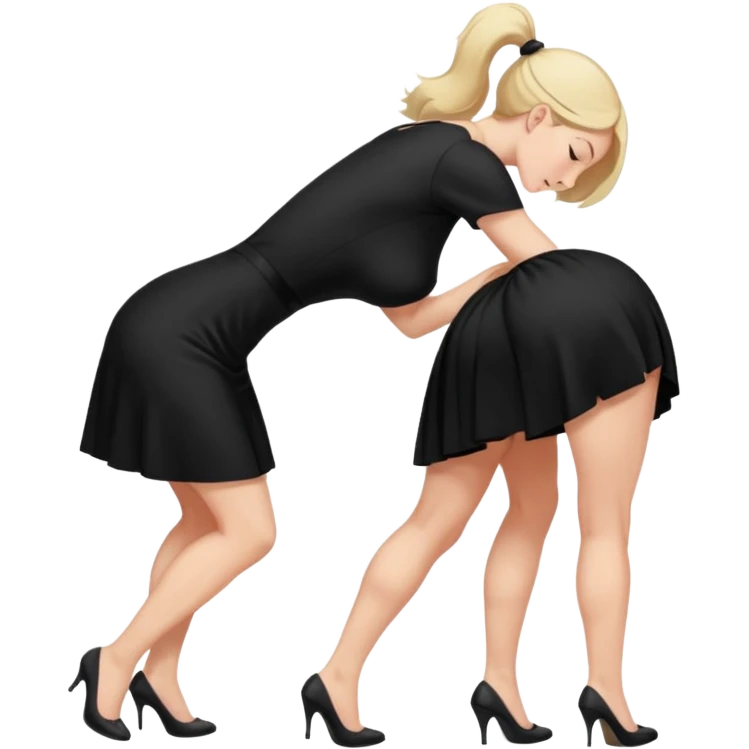 Naked women bending over into her crotch emoji