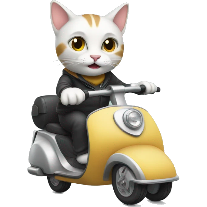 Cat riding a scooter  emoji