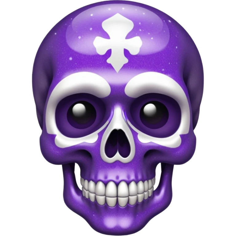 Glitter Purple and White Skull emoji