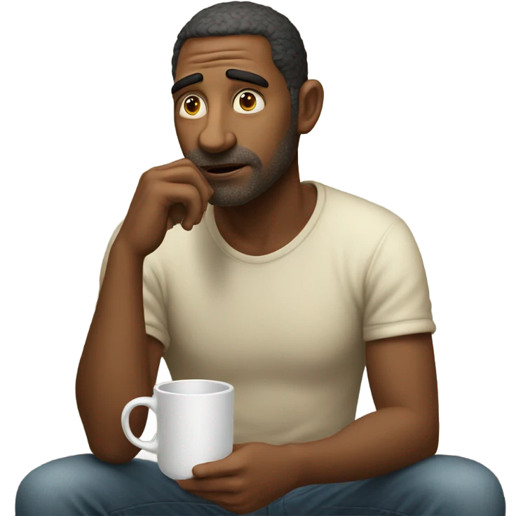 pensive guy with a cup emoji