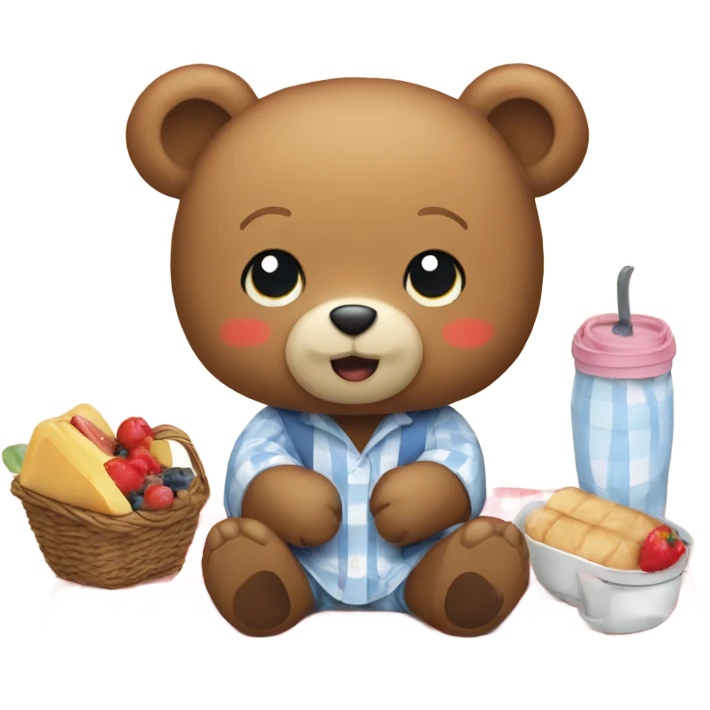 Cute teddy bear picnic emoji