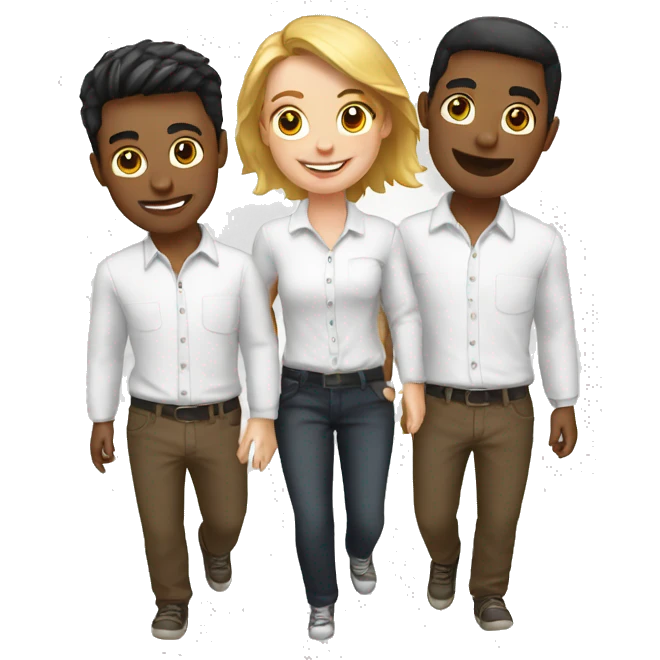 three friends white shirt emoji