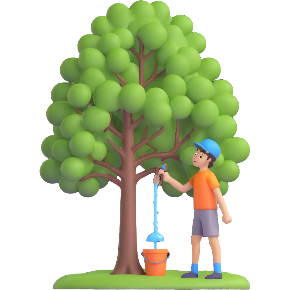 18 year old boy watering a tree emoji