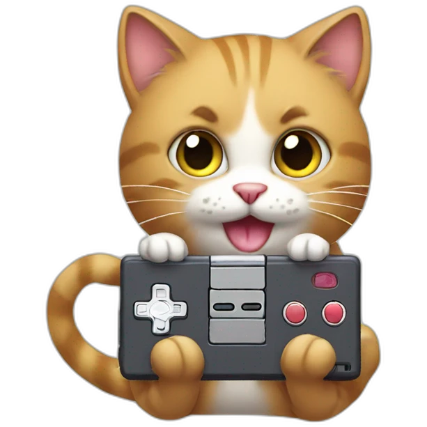 a cat playing gameboy emoji