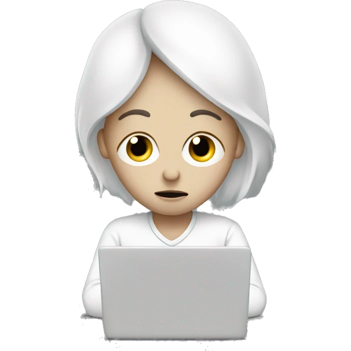 sad person with laptop, white emoji