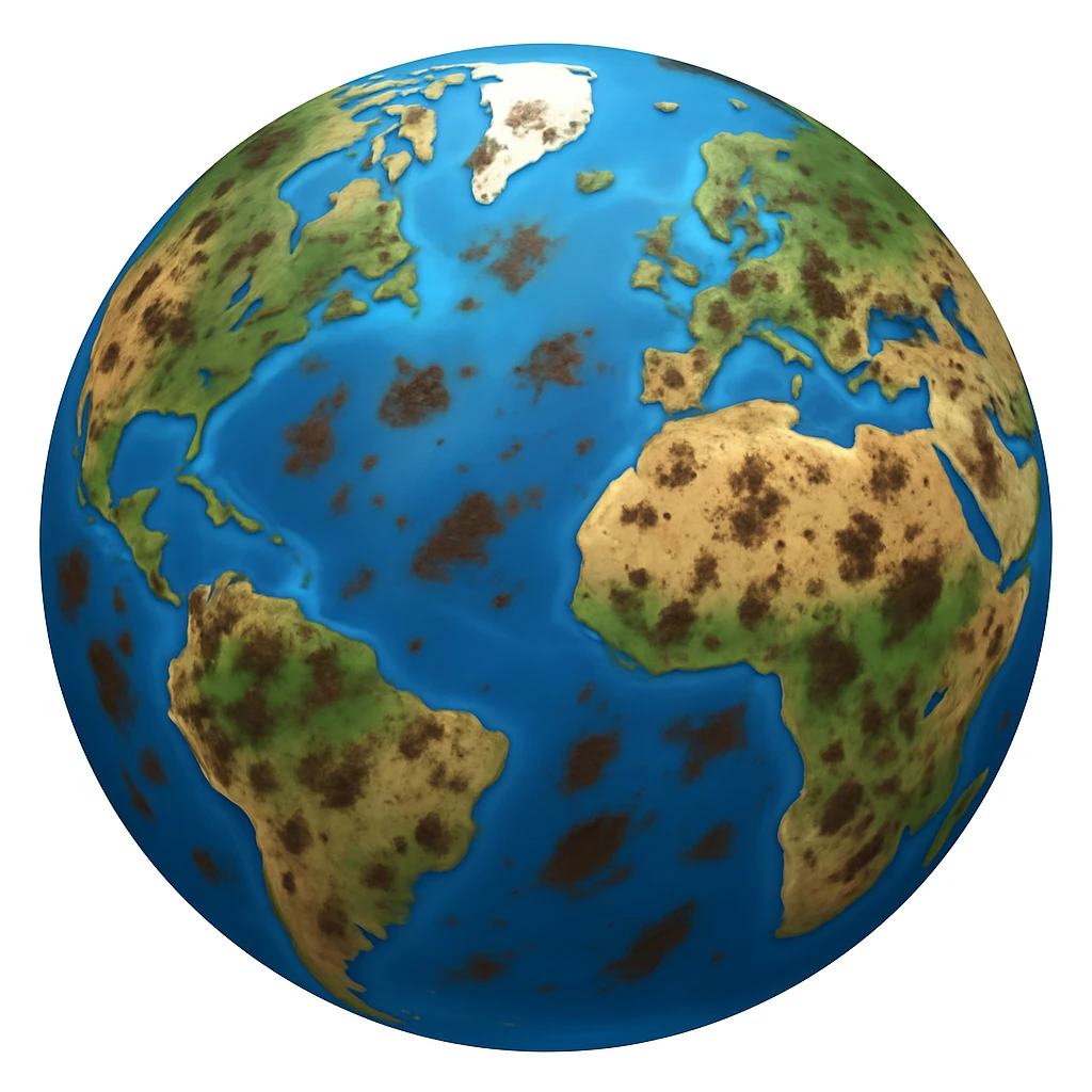 Earth emoji in apple style with dirty spots emoji