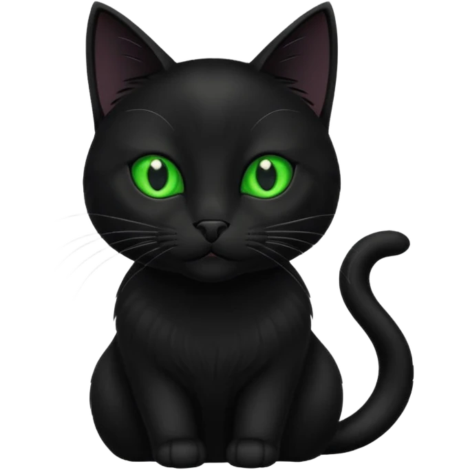 A beautiful cat black with Green eyes with body emoji
