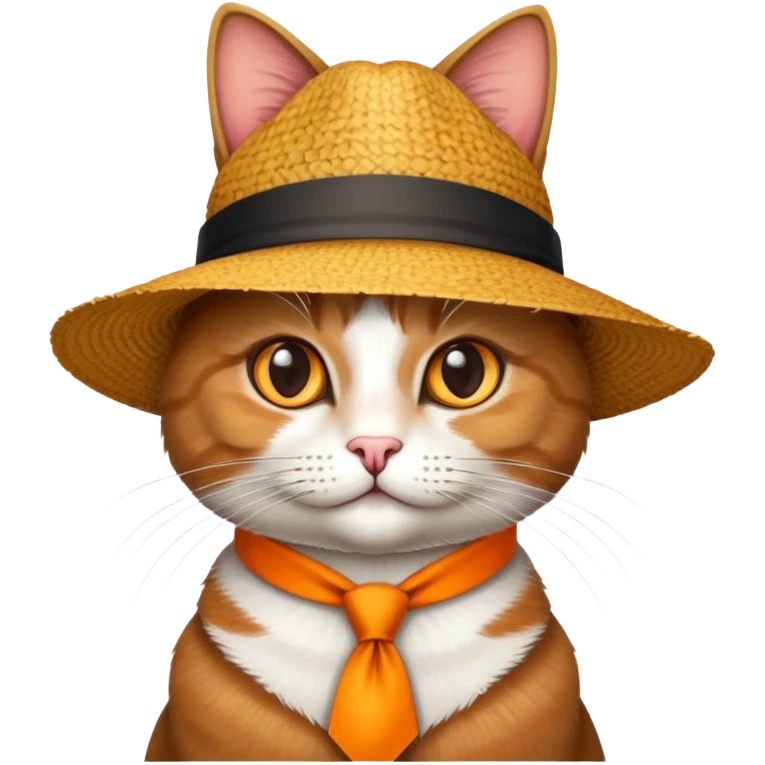 Um gato com uma gravata e um chapéu  emoji