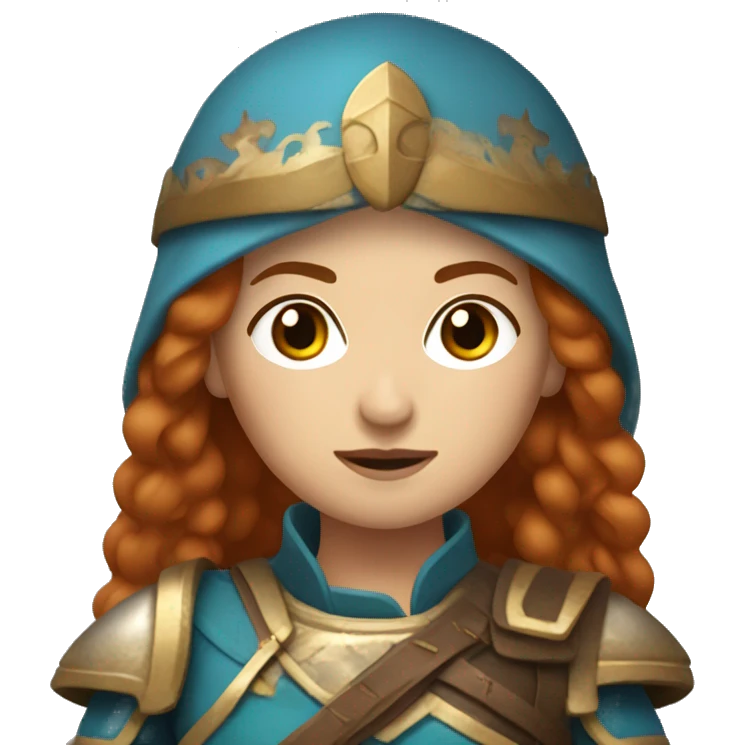 Italian female with ginger hair wearing Mongolian warrior outfit emoji