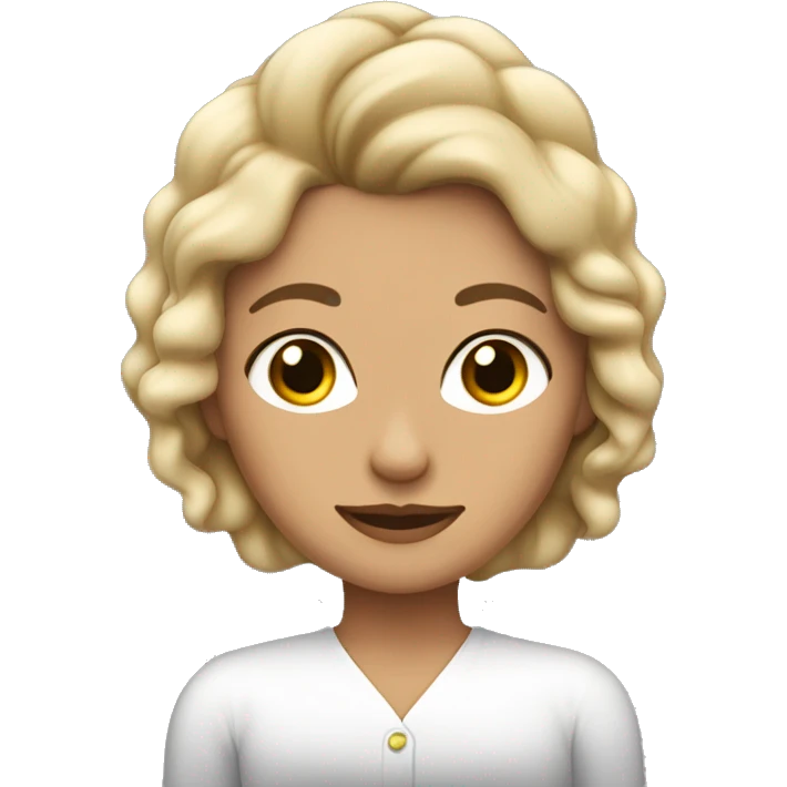 Mujer con cabello ondulado, con ojitos de fueguito, emoji