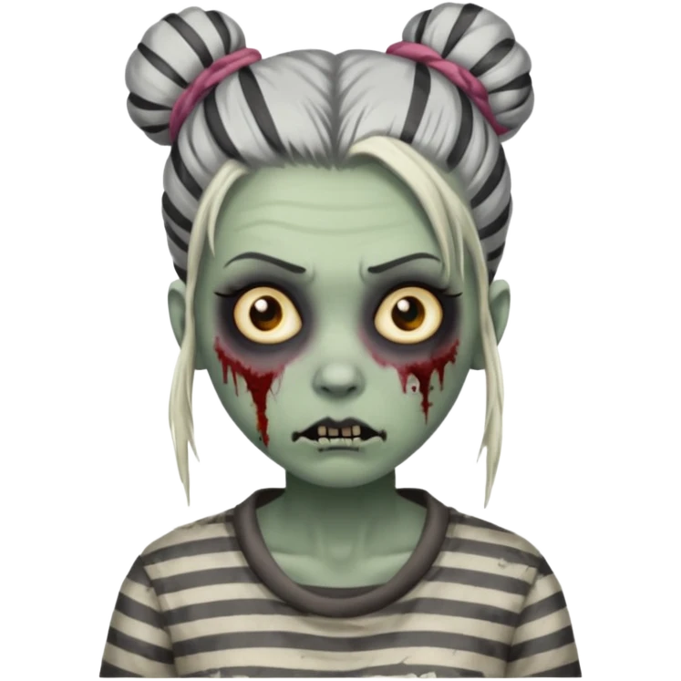 zombie in stripe bun hair emoji