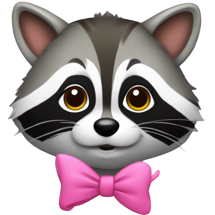 Raccoon with a pink bow emoji