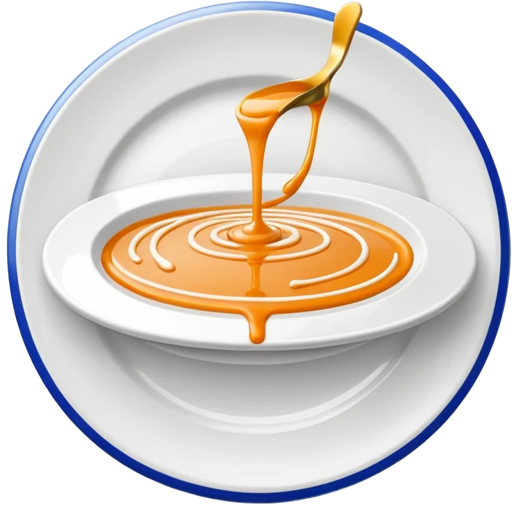 Minimal icon of a white plate with a thin, Michelin-style sauce drizzle forming a clear, distinct C shape in accent color #FF3D00. emoji