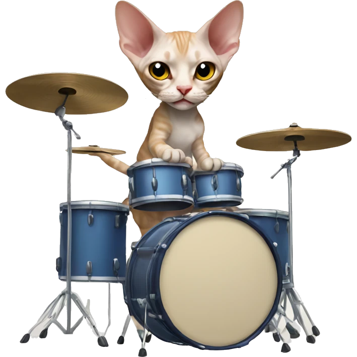 Devon Rex cat playing drums emoji