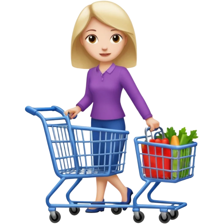 A woman pushing a shopping cart emoji