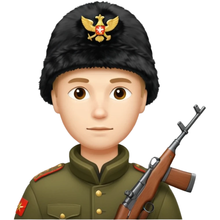 crazy russian soldier man with ushanka and ak 47 emoji