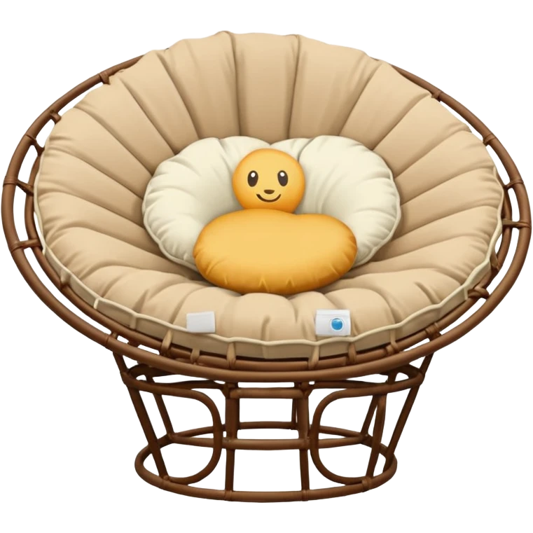Light brown Papasan chair with cream cushion emoji