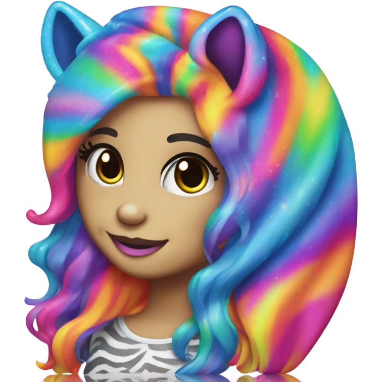Lisa frank glitter zebra with Long hair emoji