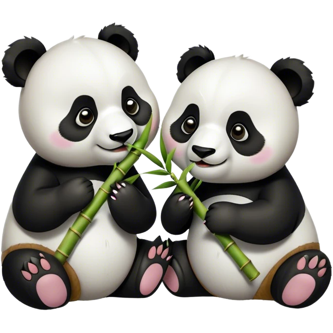 Two pandas eating emoji