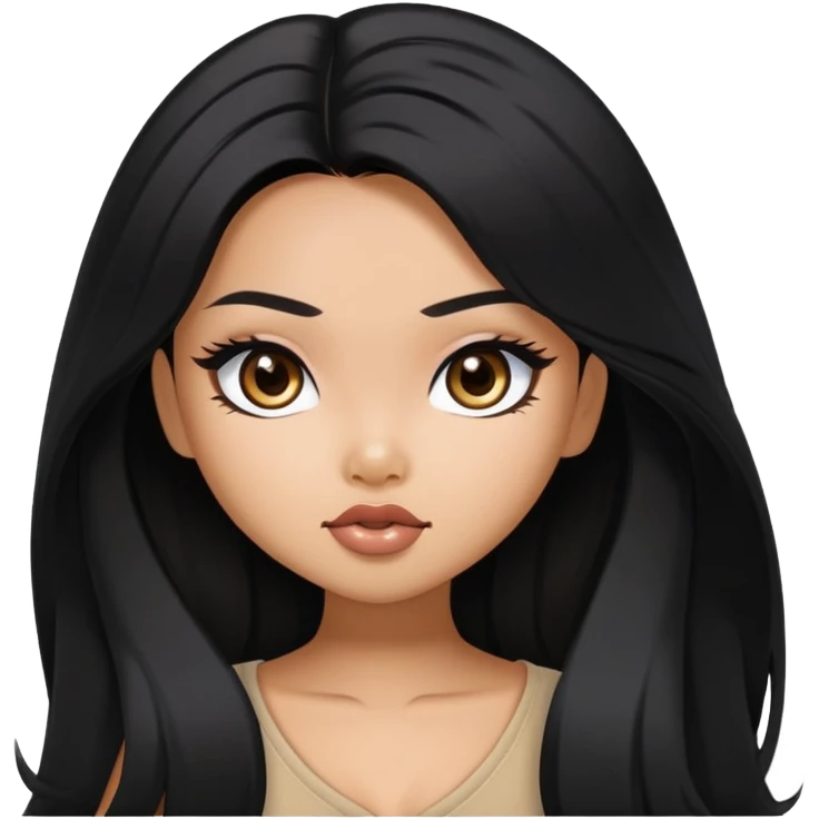 pretty bratz asian baddie asian, black long hair emoji