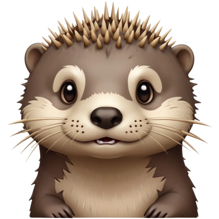 really cute confused otter face with wooden thorny bramble stem wrapped around its forehead, spiky asymmetric thorns, no leaves, only face and neck visible emoji