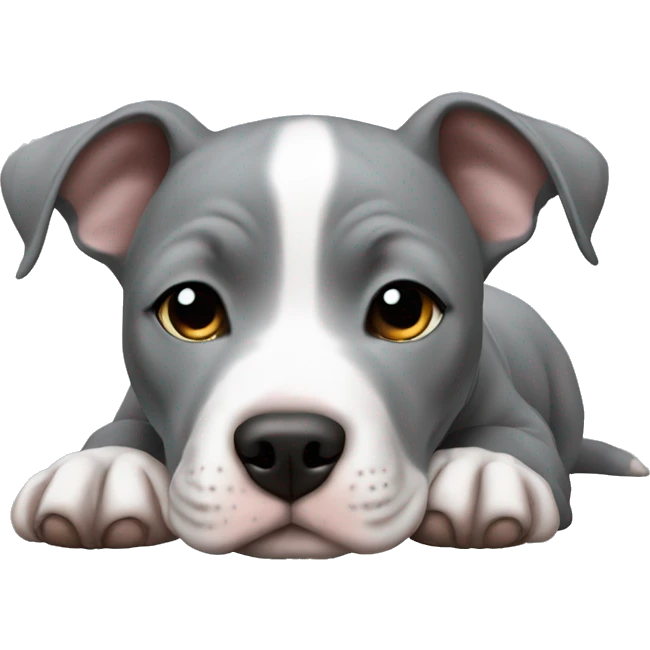 Gray Pitbull puppy laying  emoji