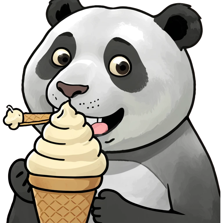 Panda eating ice cream emoji