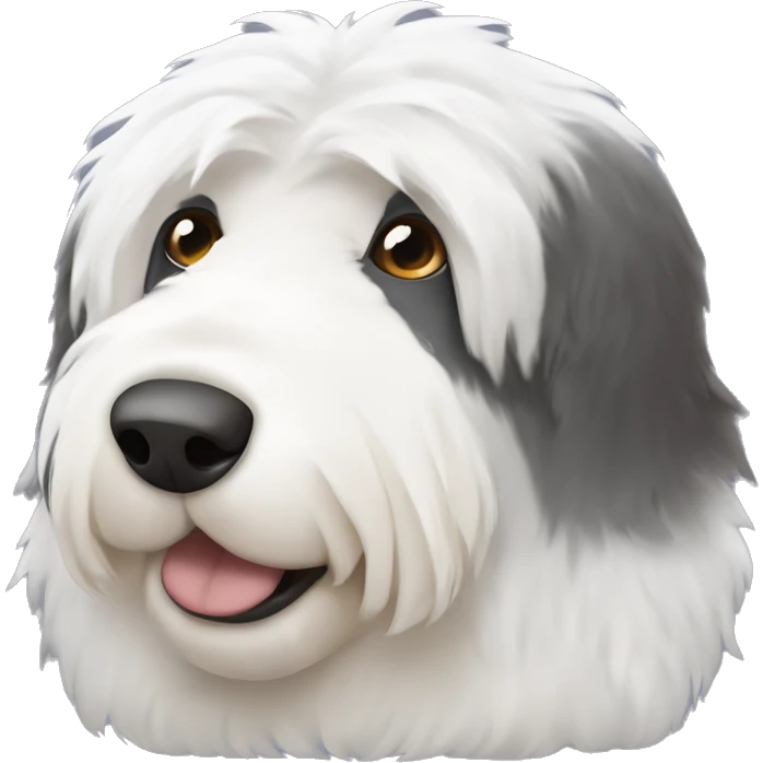 Old English sheepdog with one blue eye and one brown eye emoji