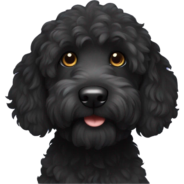 Dark black labradoodle  emoji