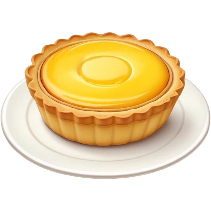 Hong Kong egg tart with yellow custard filling, simplified emoji style with bold outlines and bright colors, cartoon style Dan Ta pastry emoji