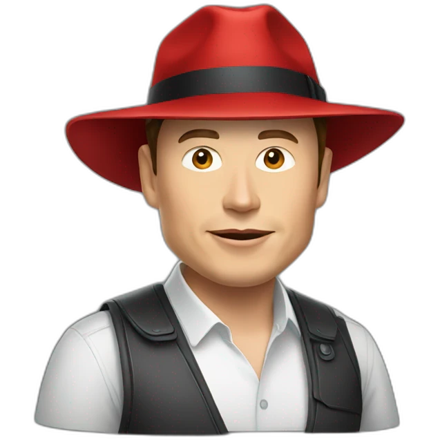 Elon musk with a red hat emoji