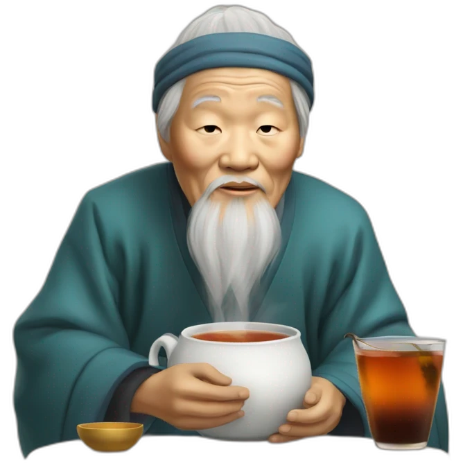 wise chinese old man called jasmin mandaren who drinks tea emoji