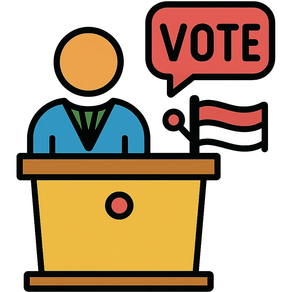 Add a flag to the politics icon, keep the lineal color icon style, no background. emoji