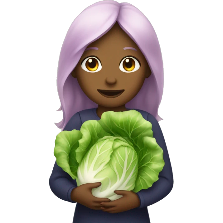 Girl hold in hands a cabbage  emoji